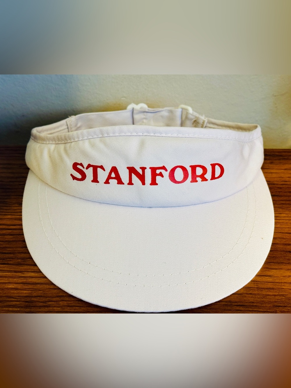 Vtg 80s/90s Stanford University Visor Hat White Green Underbrim Retro Adjustable